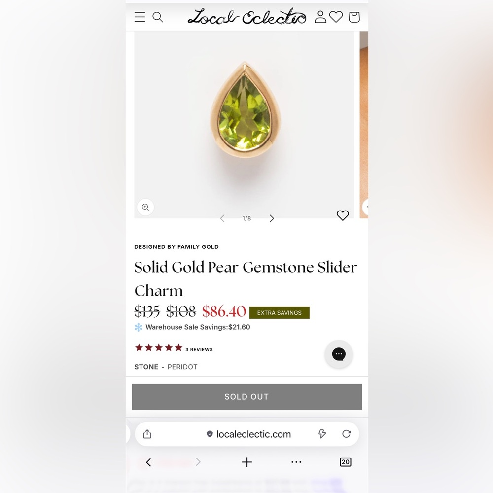 Local Eclectic Peridot Charm